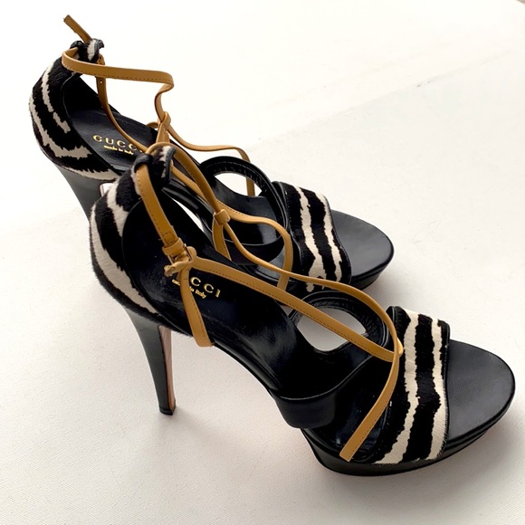 GUCCI Betty HIGH HEEL Platform SANDAL Italy ZEBRA - Picture 6 of 6